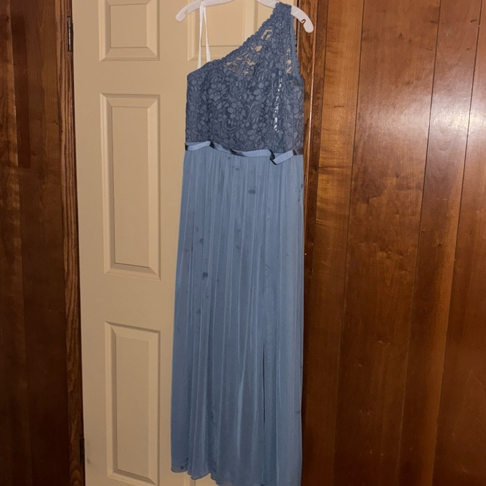 David’s Bridal one shoulder dress